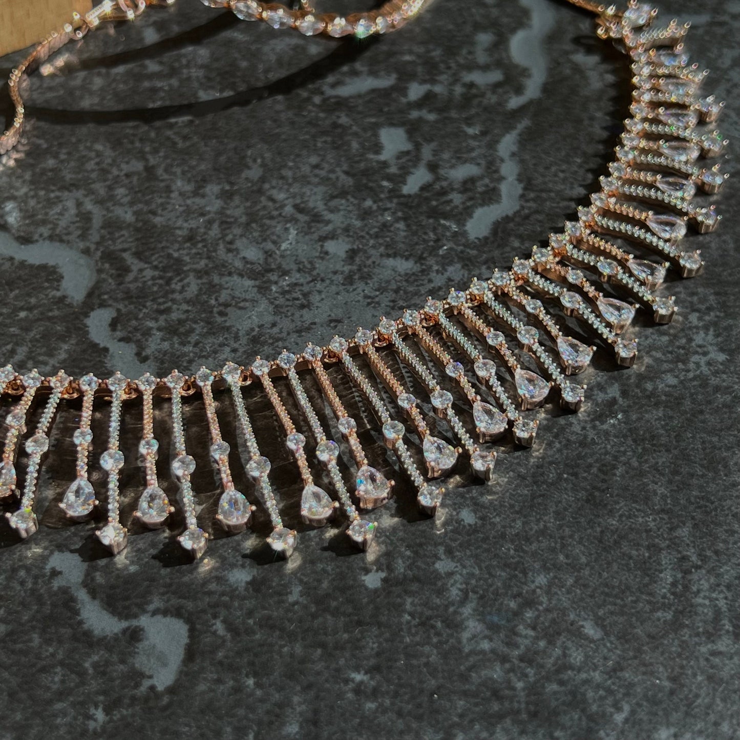 Rose Gold Diamante Necklace with Earring/Reception/Christmas/New Years Party/Fashion Jewellery/ Gift for Women