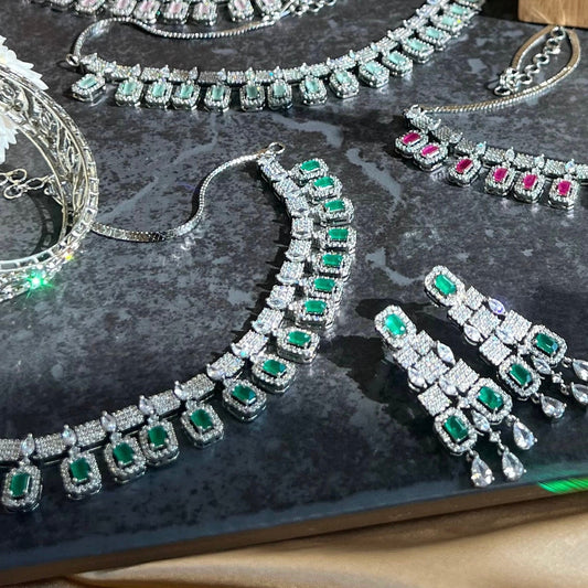 Emerald Green/Green- Diamante Necklace with Earring/Reception/Christmas/New Years Party/Fashion Jewellery/ Gift for Women