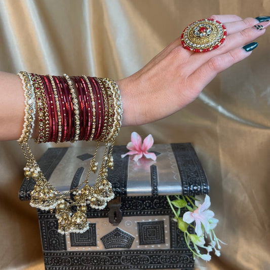 Gold Ball Connected Jhumka Bangle single only/Jhumkis/Indian/ Pakistani/Jewelley/ Fashion Bracelet 2.6 size