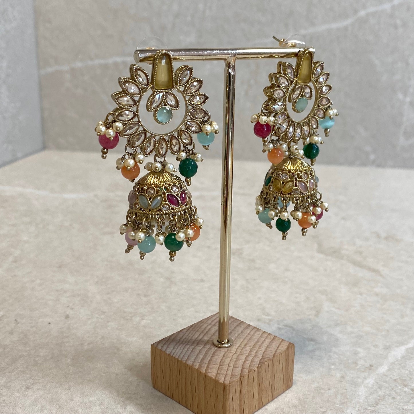 Crystal Earrings - Yellow Multicolour/ Fashion Jewellery/ Gift for Women/Indian/ Pakistani Style