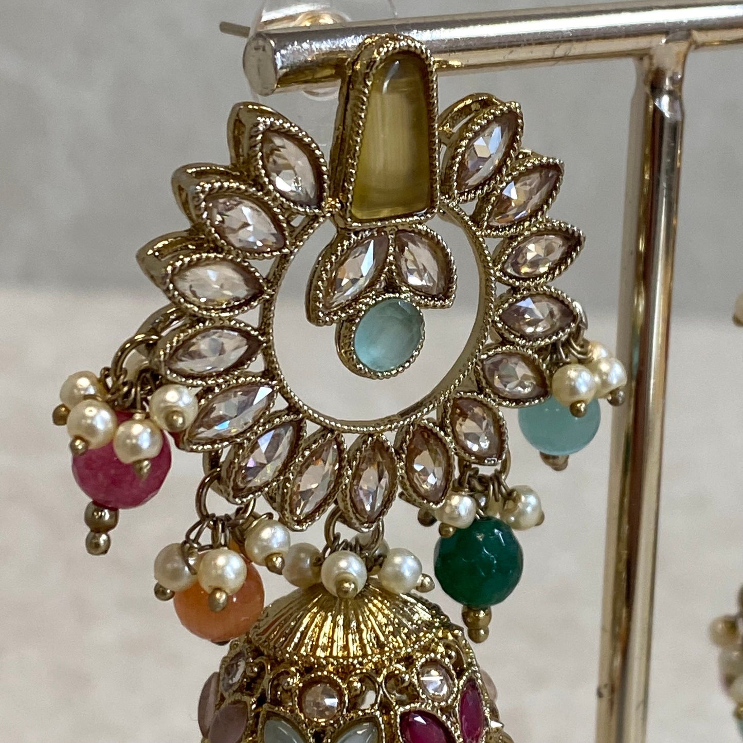 Crystal Earrings - Yellow Multicolour/ Fashion Jewellery/ Gift for Women/Indian/ Pakistani Style