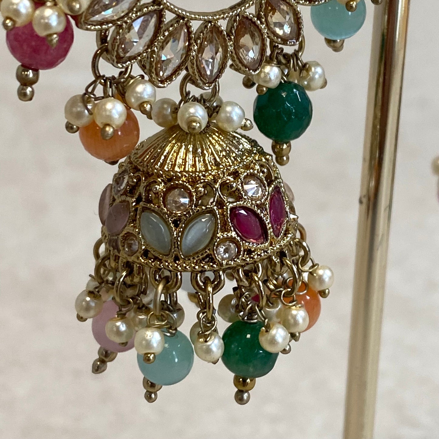 Crystal Earrings - Yellow Multicolour/ Fashion Jewellery/ Gift for Women/Indian/ Pakistani Style