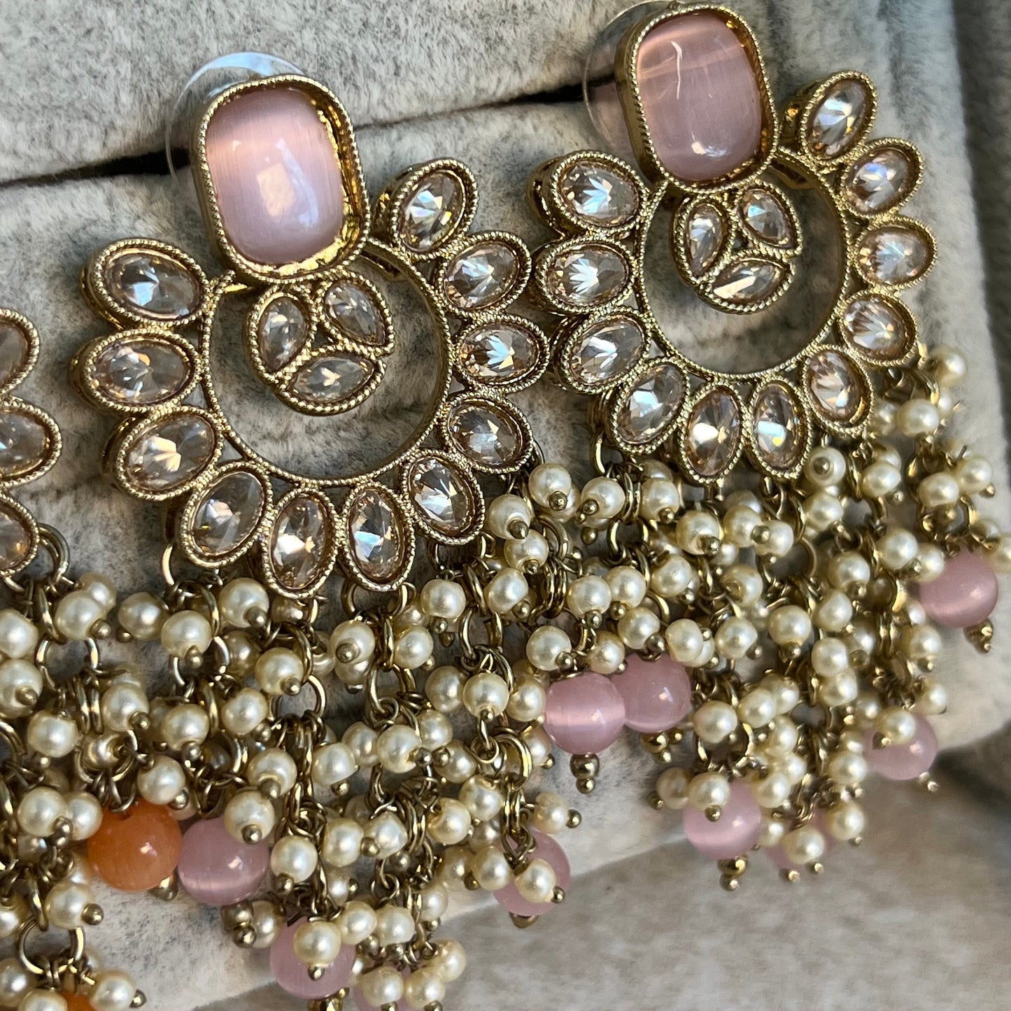 Pink Crystal Earring/ Fashion Jewellery/ Gift for Women/Indian/Pakistani style