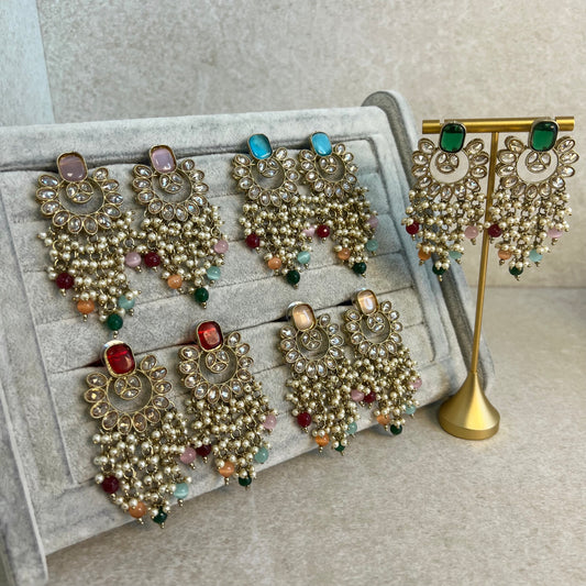 Blue Multicolour Crystal Earrings/ Fashion Jewellery/ Gift for Women/ Mendhi Party/ Haldi/ Colourful//Indian/ Pakistani Style/Gift for women