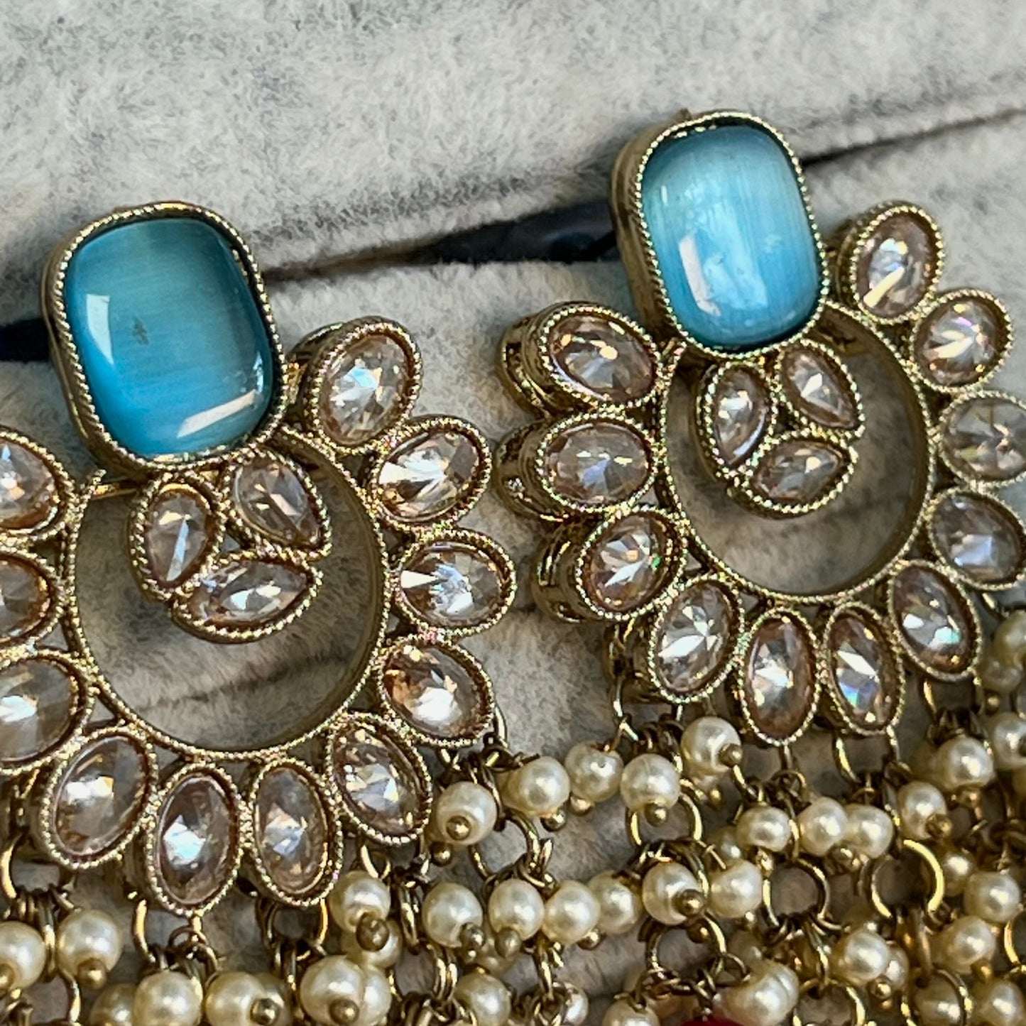 Blue Multicolour Crystal Earrings/ Fashion Jewellery/ Gift for Women/ Mendhi Party/ Haldi/ Colourful//Indian/ Pakistani Style/Gift for women