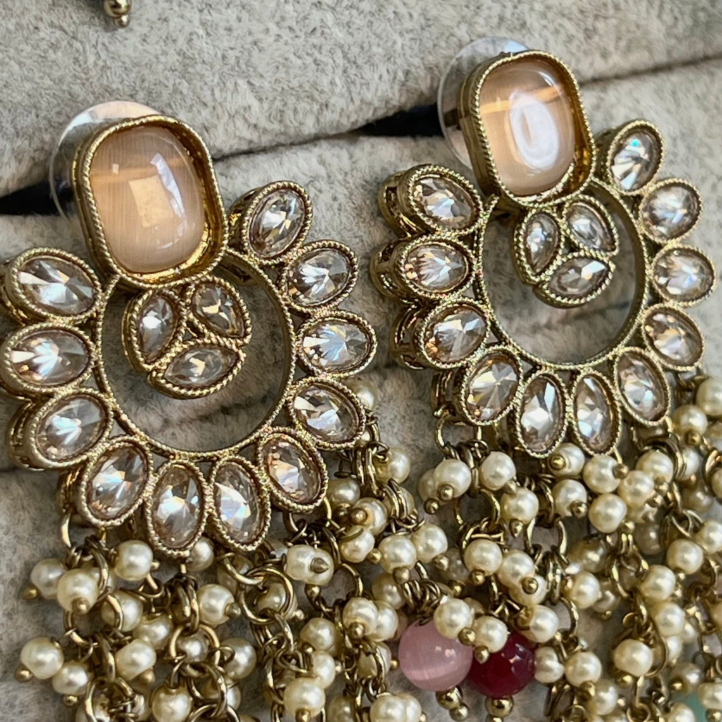 Peach Multicolour Crystal Earrings/ Fashion Jewellery/ Gift for Women/ Mendhi Party/ Haldi/ Colourful/Indian/ Pakistani Style/Gift for women