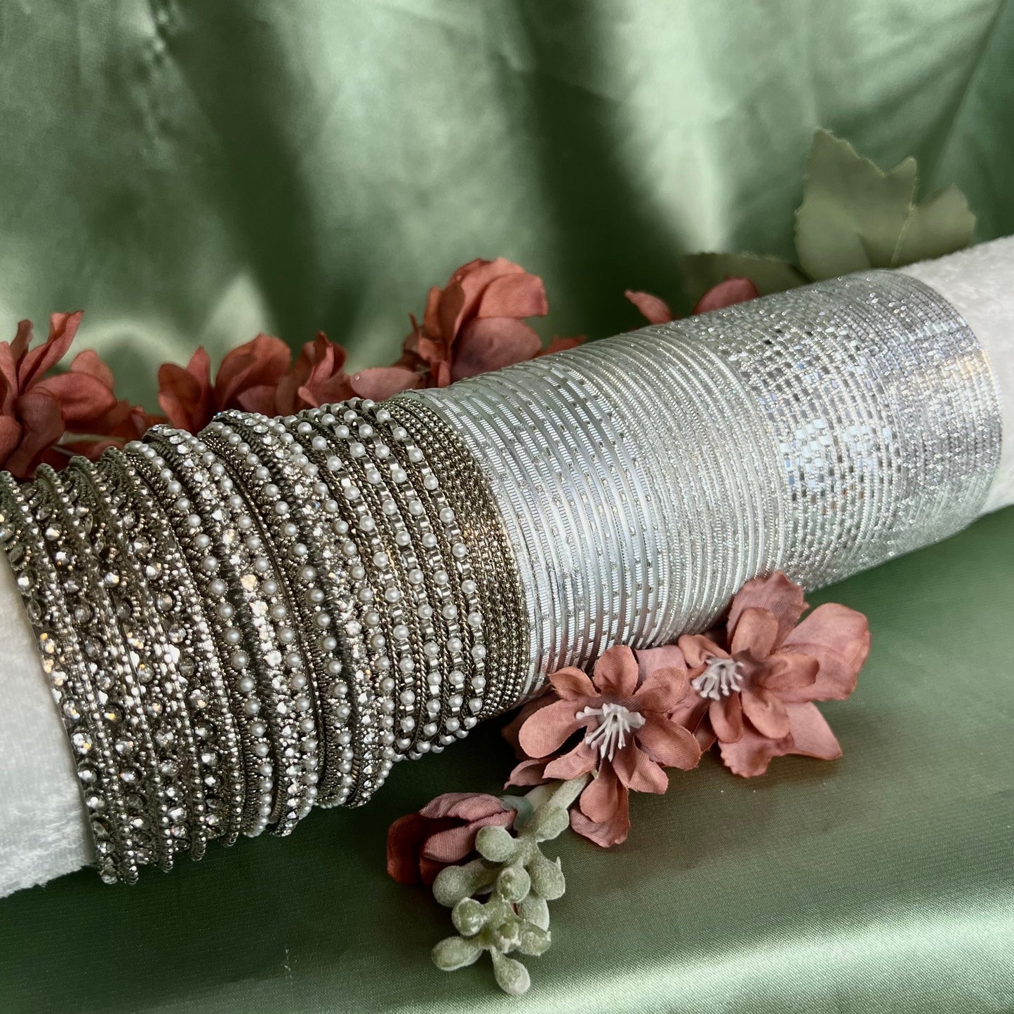 Bangle Roll Build Your Bangle Set - Silver Collection Set/Indian/Silver Bangles/Indian Bangles/Pakistani/Jewelley/ Fashion Bracelet