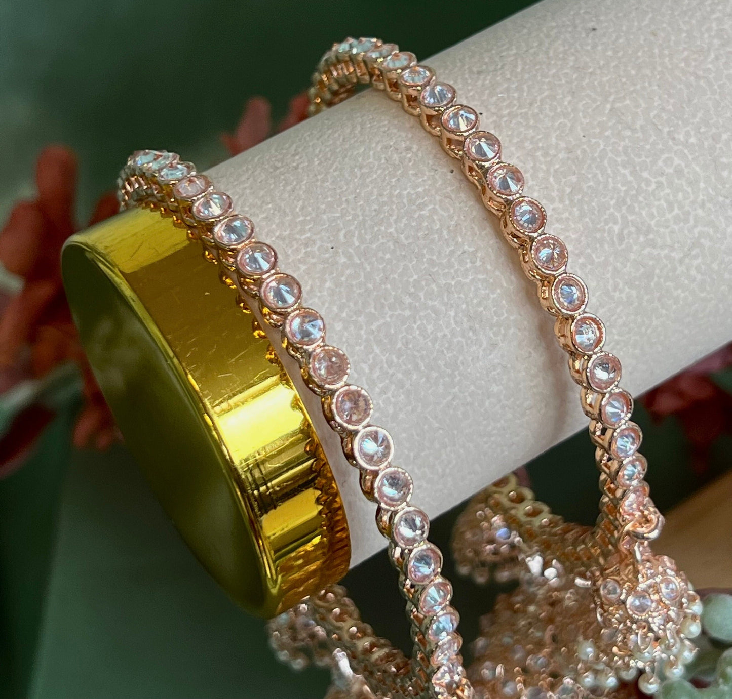 Set of 2 Rose Gold Jhumka Bangles/Rose gold Jhumkis/ Indian/ Pakistani/Jewelley/Bridal Bangles/Fashion Bracelet