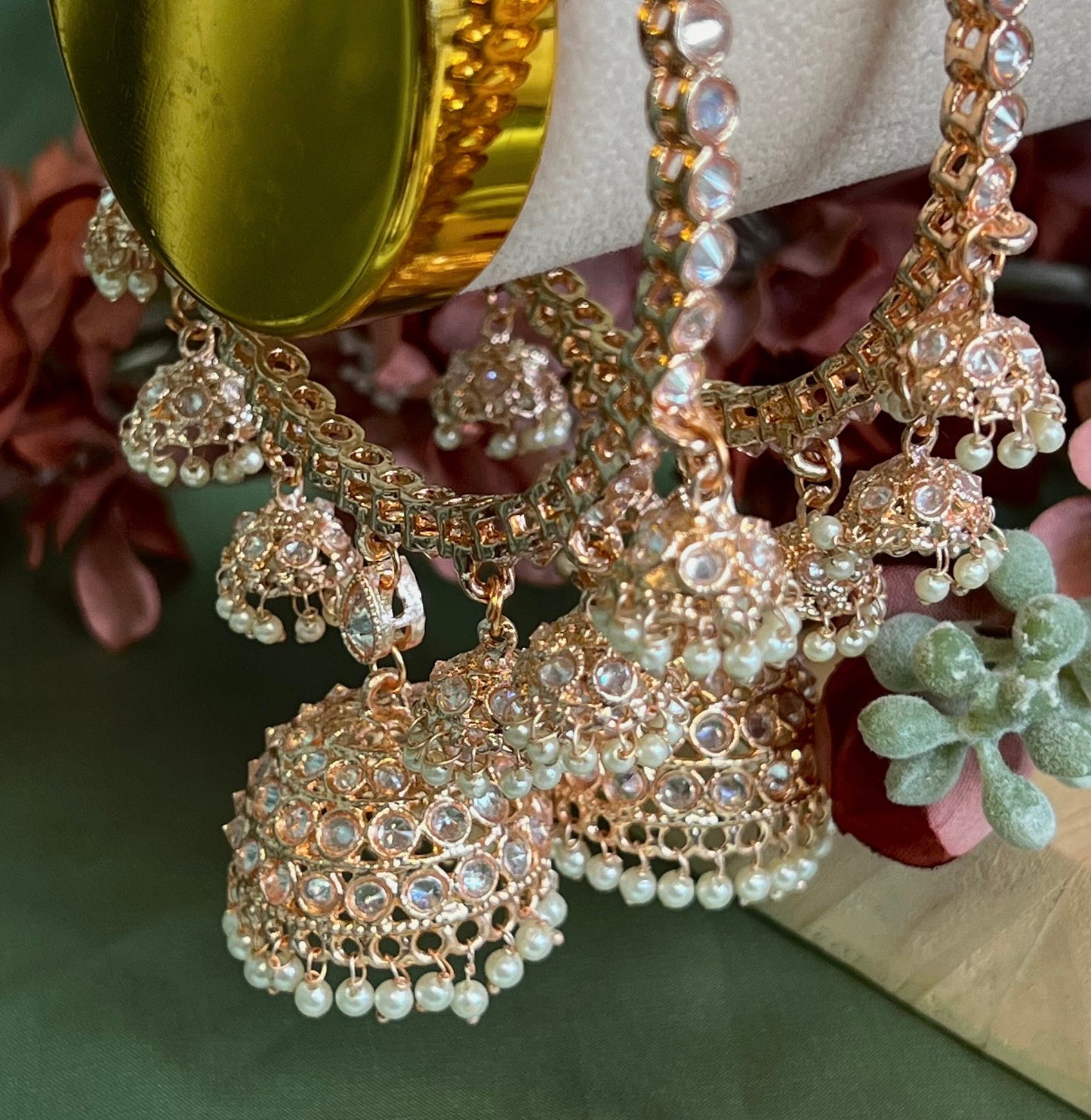 Set of 2 Rose Gold Jhumka Bangles/Rose gold Jhumkis/ Indian/ Pakistani/Jewelley/Bridal Bangles/Fashion Bracelet