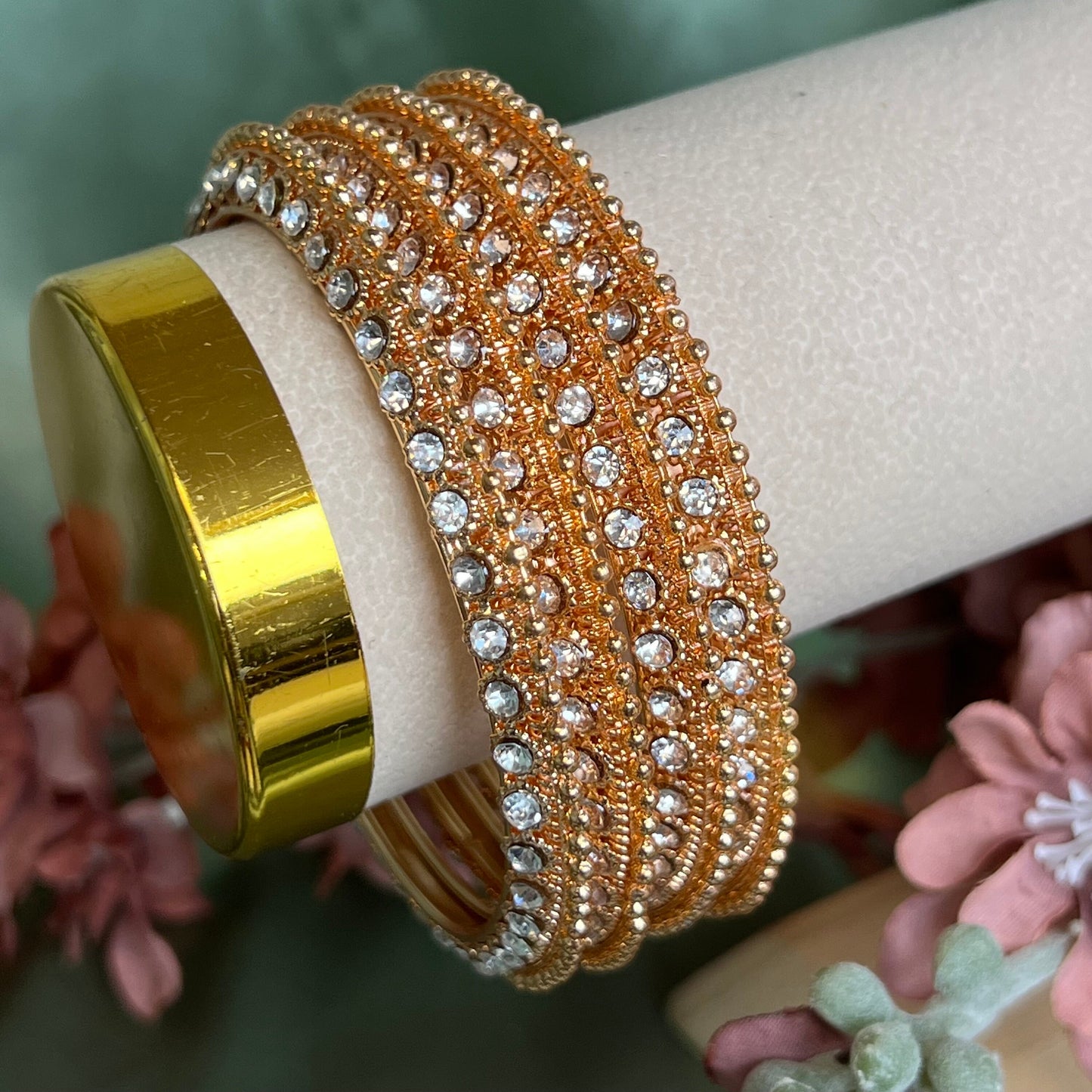 Set of 4 Rose Gold Bangles/Rose gold/ Indian/ Pakistani/Jewelley/Bridal Bangles/Fashion Bracelet