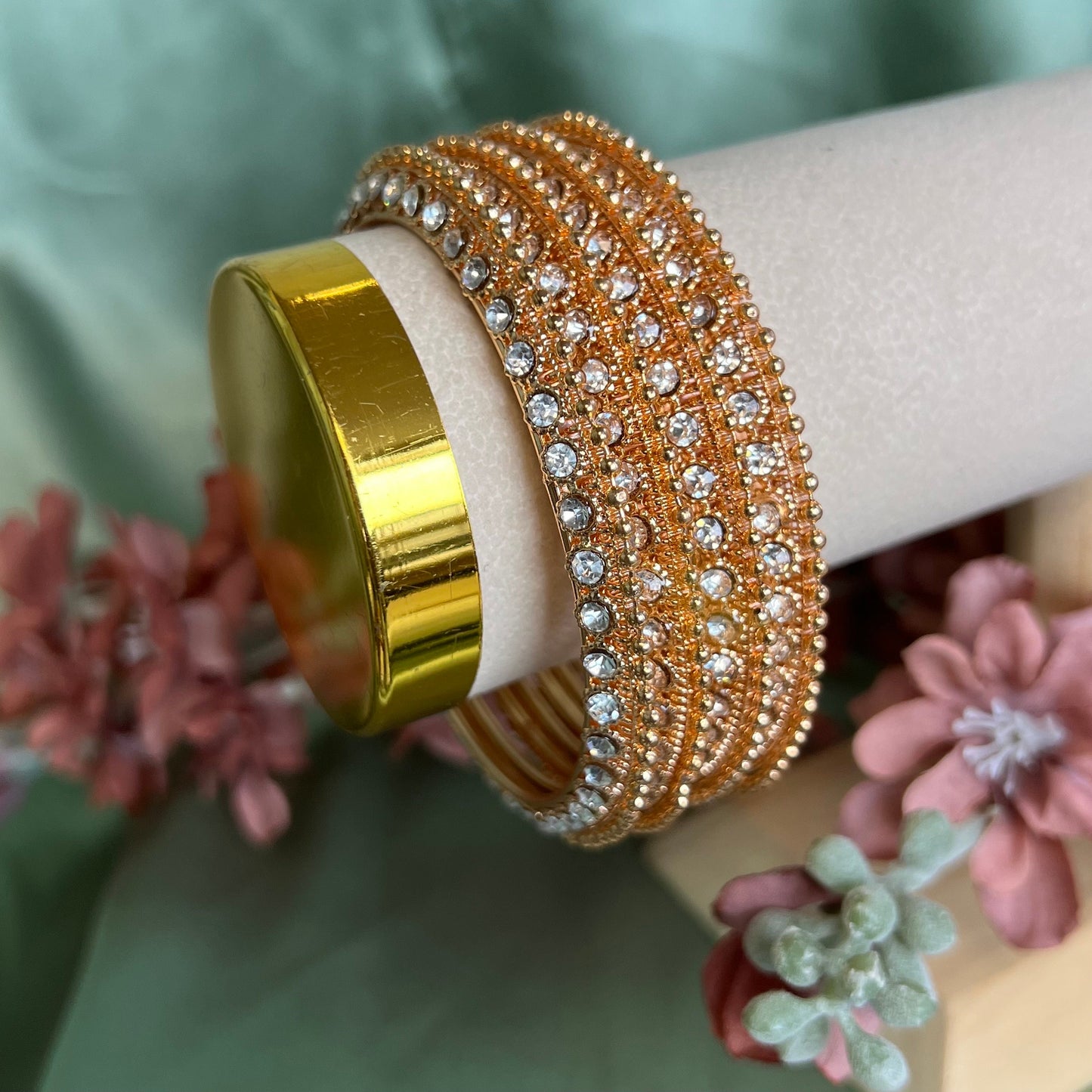 Set of 4 Rose Gold Bangles/Rose gold/ Indian/ Pakistani/Jewelley/Bridal Bangles/Fashion Bracelet