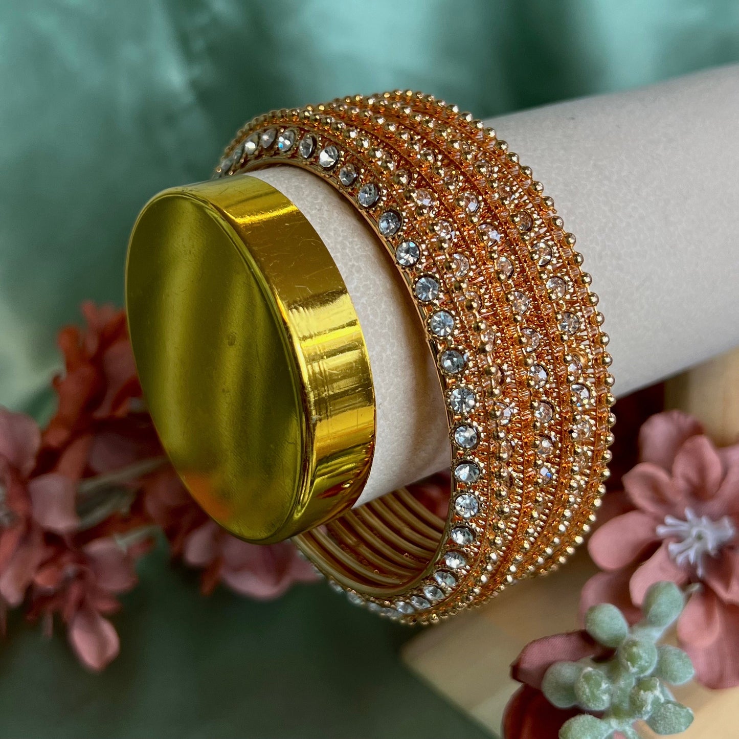 Set of 4 Rose Gold Bangles/Rose gold/ Indian/ Pakistani/Jewelley/Bridal Bangles/Fashion Bracelet