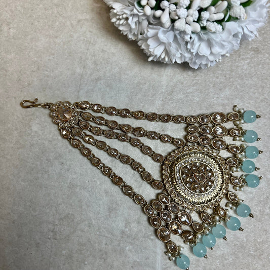 Jhumar/ Light Blue /Gold/ Champagne/ Passa/ Indian/ Pakistani Style/Headpieces/ Jhoomar