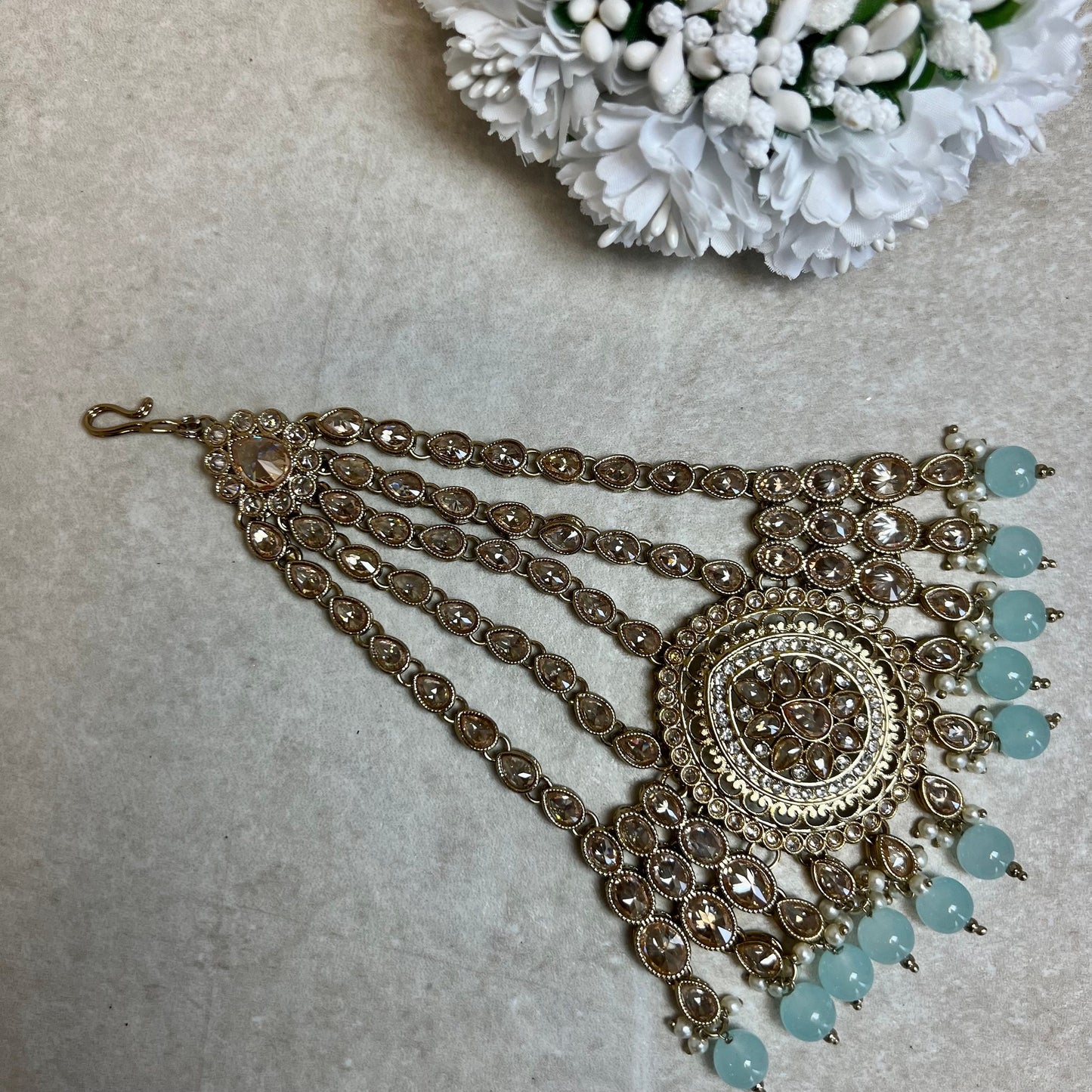 Jhumar/ Light Blue /Gold/ Champagne/ Passa/ Indian/ Pakistani Style/Headpieces/ Jhoomar
