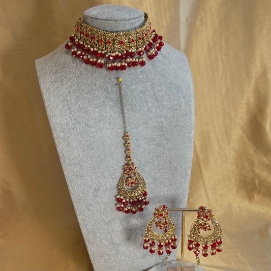 Maroon/Golden Choker Set Indian/ Pakistani/Fashion Jewellery/Gift for Women