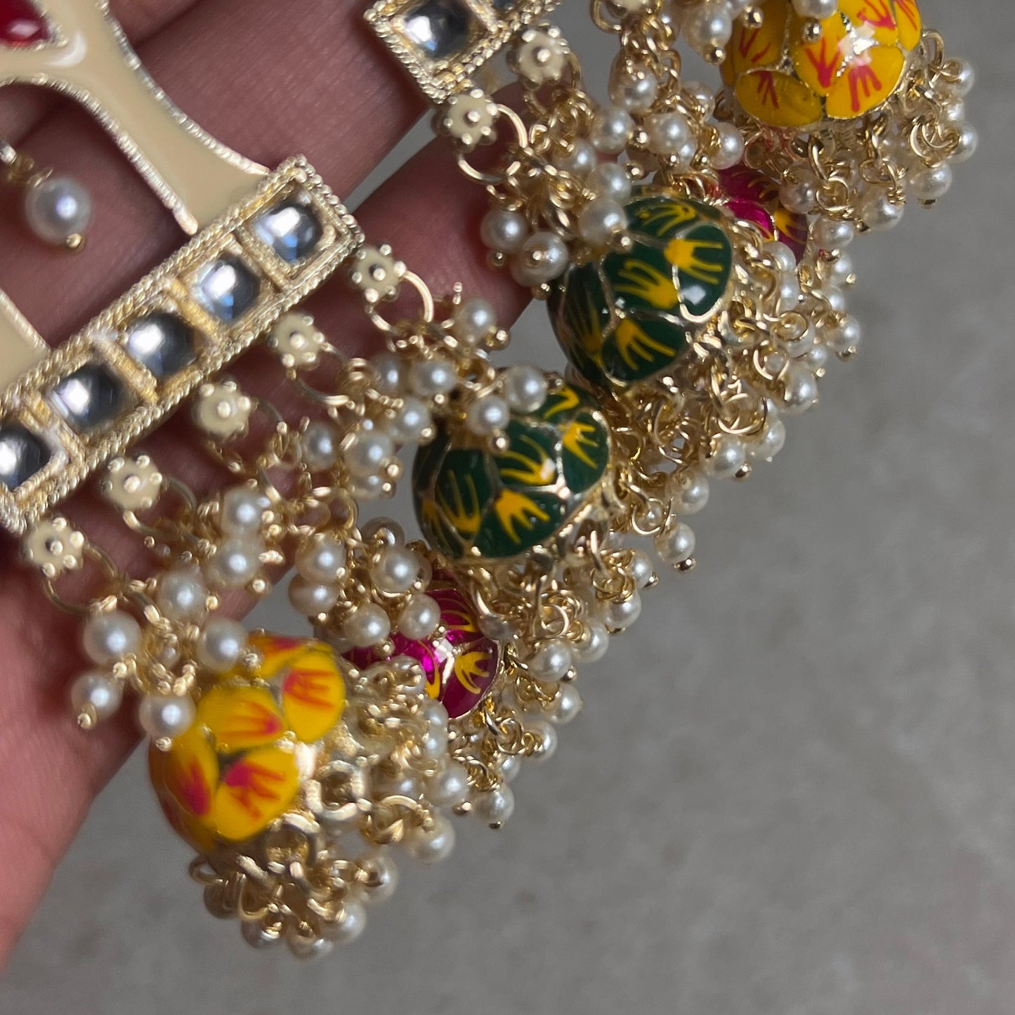 Multicolour Meenakari Hand Painted 3 Jhumka Earring / Indian Style/Unique Fancy Jhumka Earrings/ Mendhi party -NAVRATRI SPECIAL