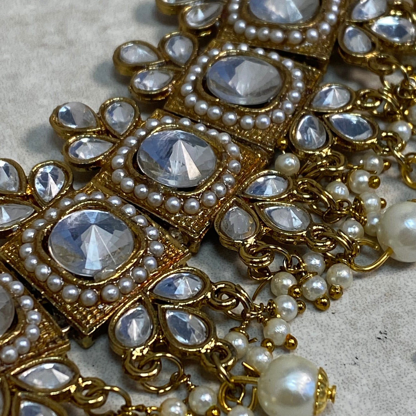 Clear Faux Kundan with Earrings and Tikka/ Unique Style/ Indian/ Pakistani/Fashion Jewellery/ Gift for Women