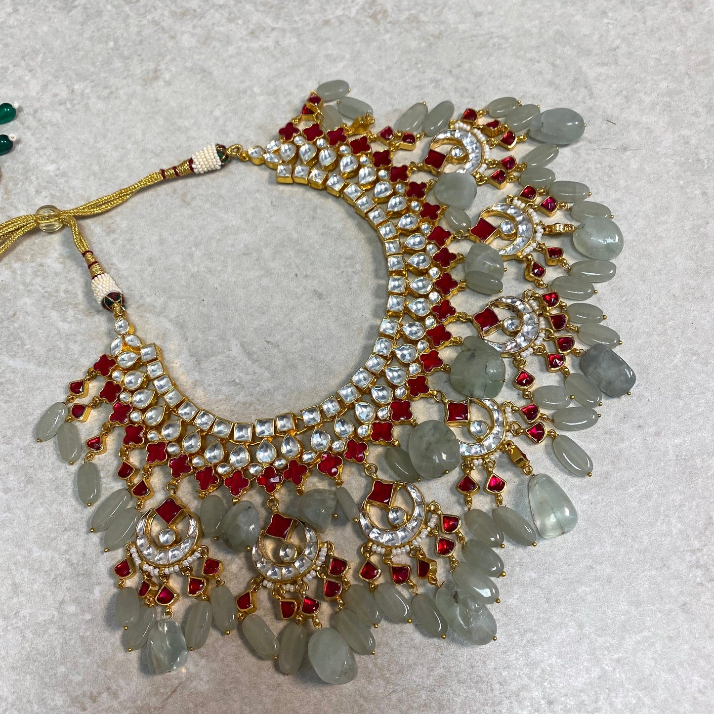 Mint Ruby Gold Faux Kundan Bright Gold Necklace Only/ Unique Style/ Indian/ Pakistani/Fashion Jewellery/ Gift for Women/ Slightly imperfect
