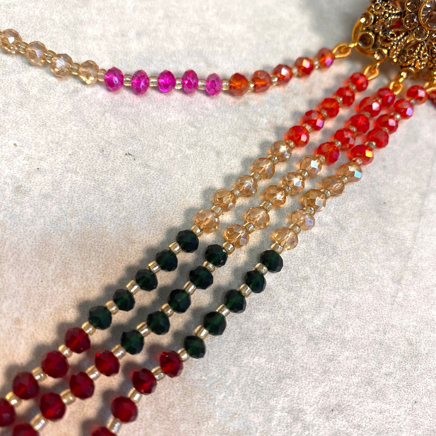 Gold Mendhi Multicolour Earrings and Tikka/Indian Mehendi Night Earrings/Fashion Jewellery/ Gift for Women/Indian/Pakistani style