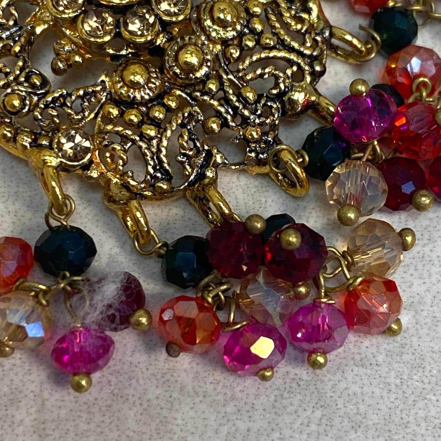 Gold Mendhi Multicolour Earrings and Tikka/Indian Mehendi Night Earrings/Fashion Jewellery/ Gift for Women/Indian/Pakistani style