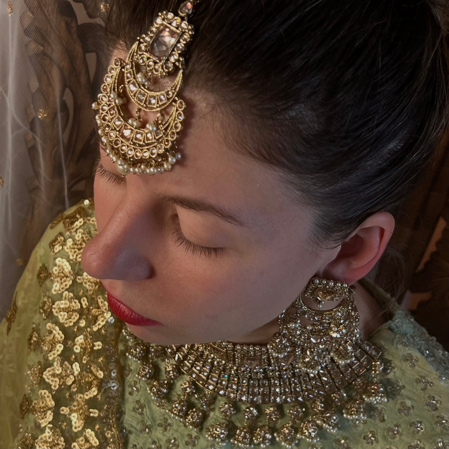 Champagne Bridal Choker Set/ Indian/ Pakistani Style/Indian Bridal Jewellery Set