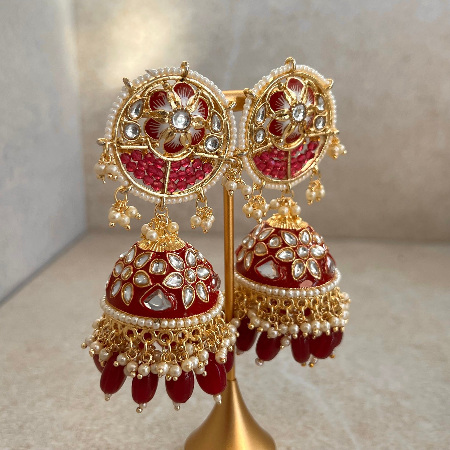 Purple Jhumka Earring/ Meenakari/ Indian/ Pakistani Style/ Hand Painted/ Gift for women/Faux Kundan