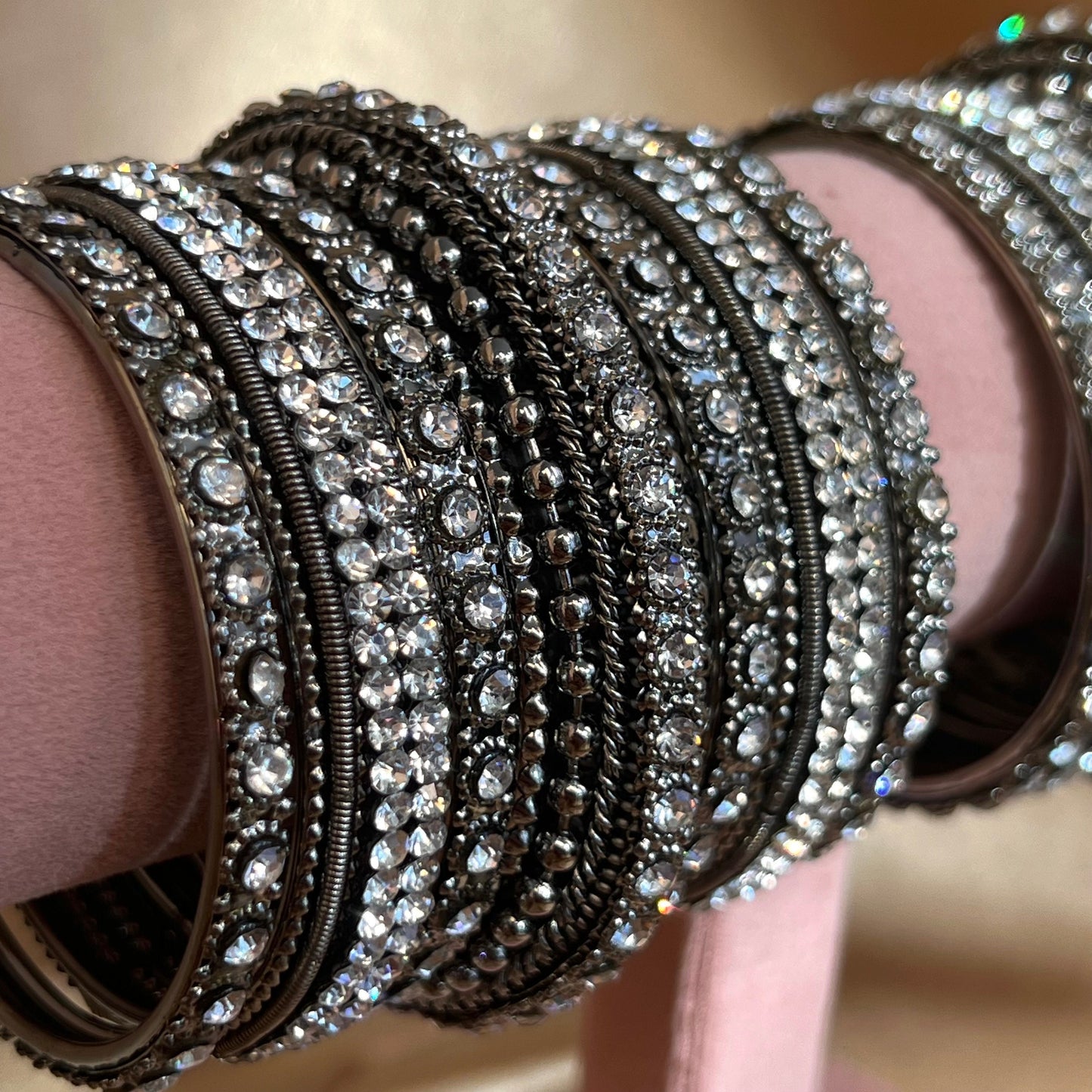 Silver Crystal 2.2 Bangle Set/Indian/ Pakistani/Jewelley/ Fashion Bracelet