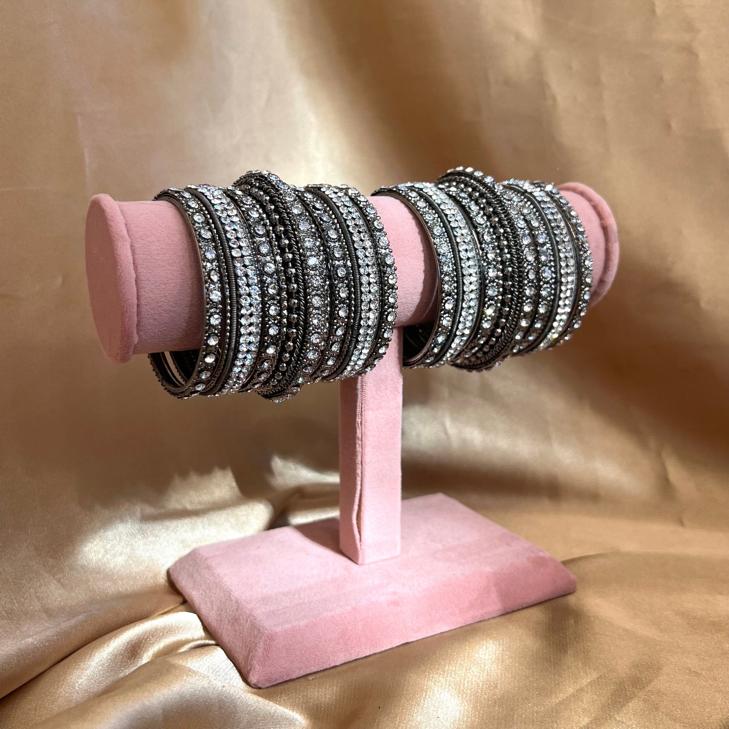 Silver Crystal 2.2 Bangle Set/Indian/ Pakistani/Jewelley/ Fashion Bracelet