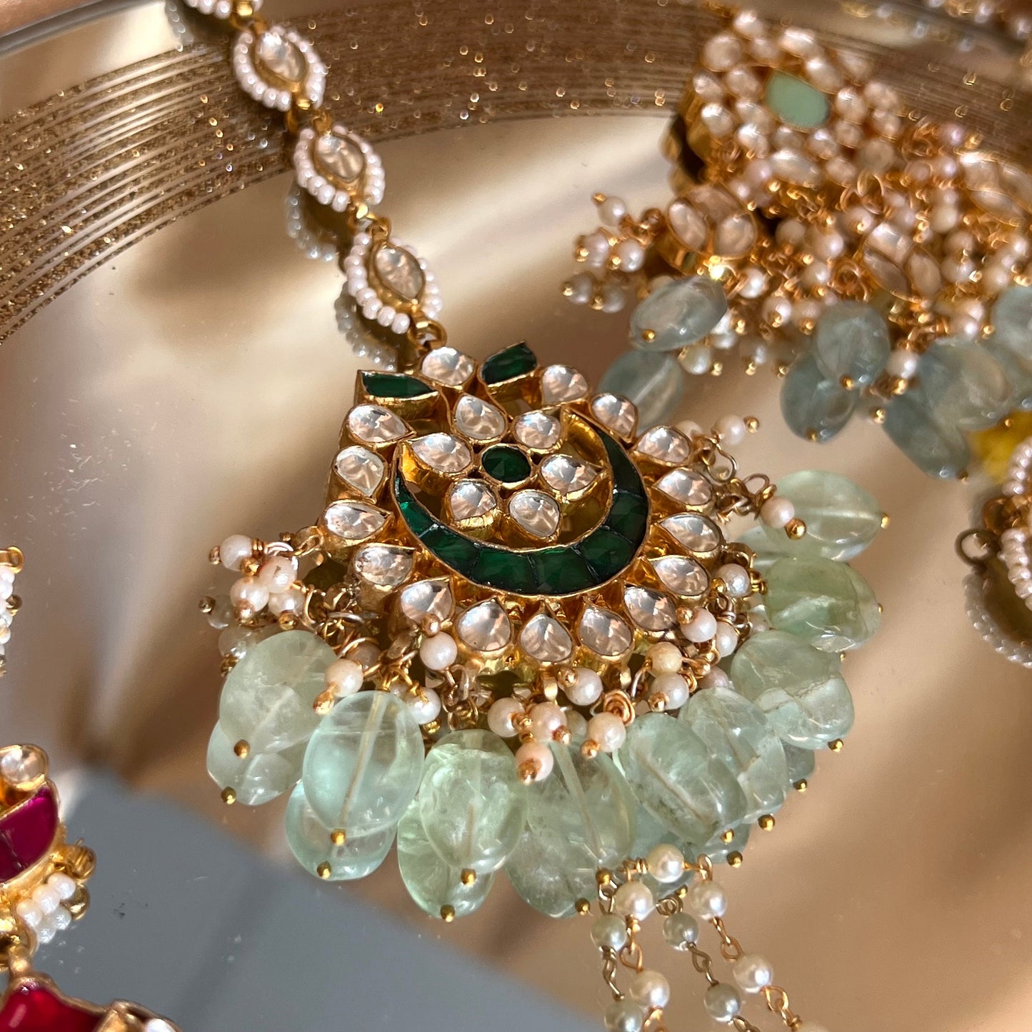 Faux Kundan Tikka- Green/ Tikli/ Indian/ Pakistani Fashion Jewellery