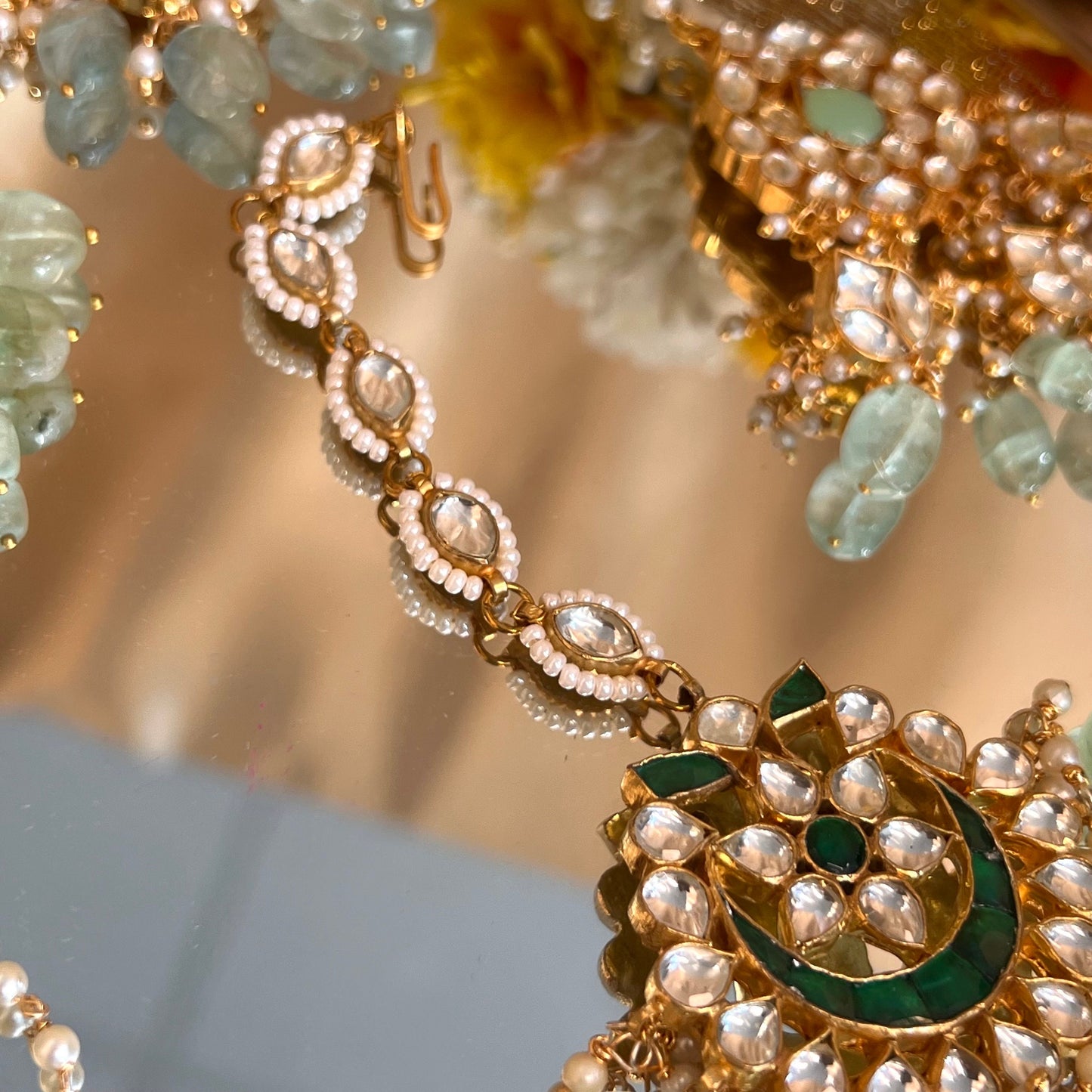 Faux Kundan Tikka- Green/ Tikli/ Indian/ Pakistani Fashion Jewellery