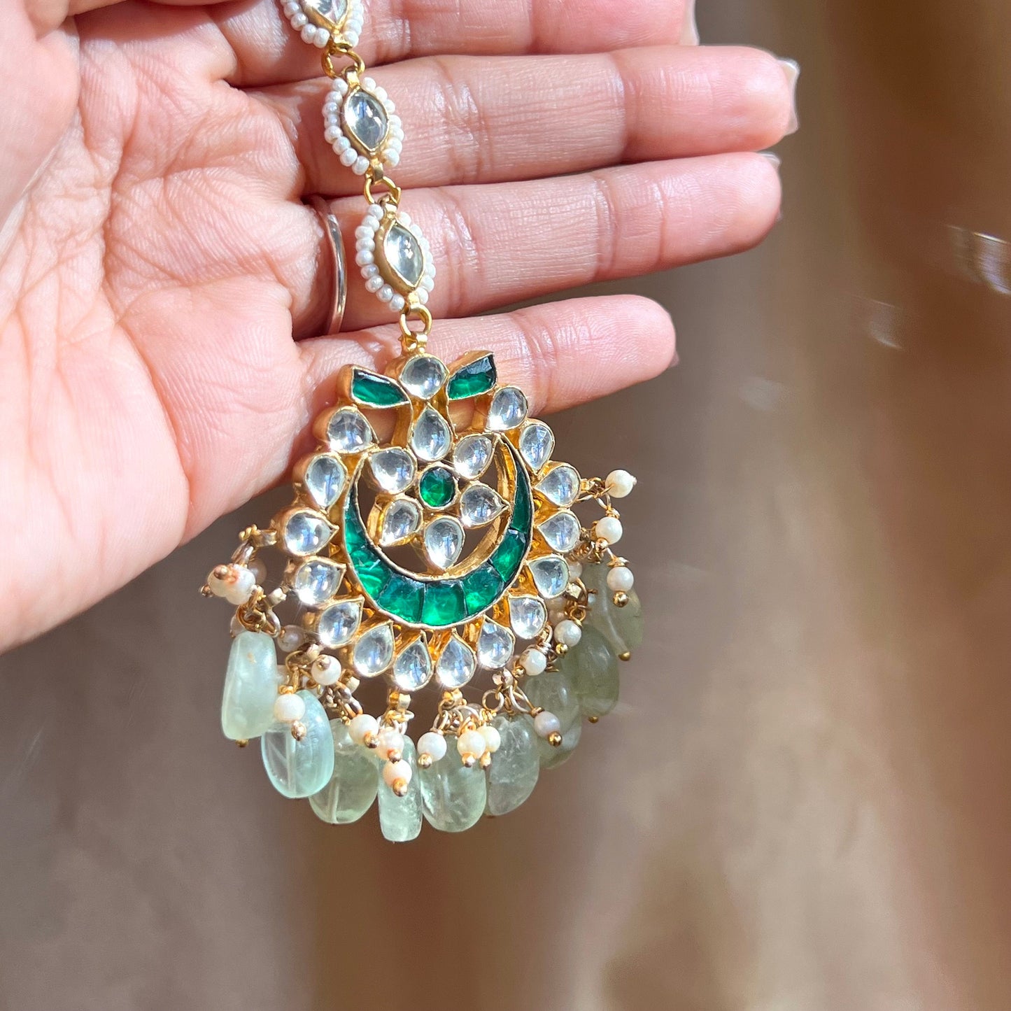 Faux Kundan Tikka- Green/ Tikli/ Indian/ Pakistani Fashion Jewellery