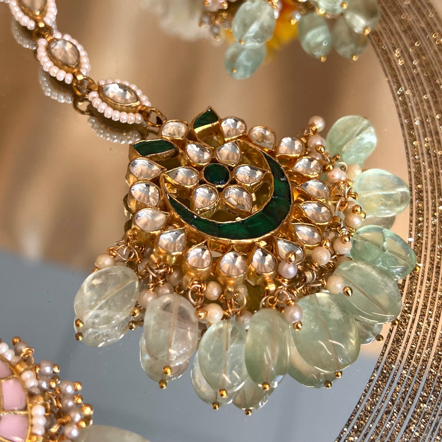 Faux Kundan Tikka- Green/ Tikli/ Indian/ Pakistani Fashion Jewellery