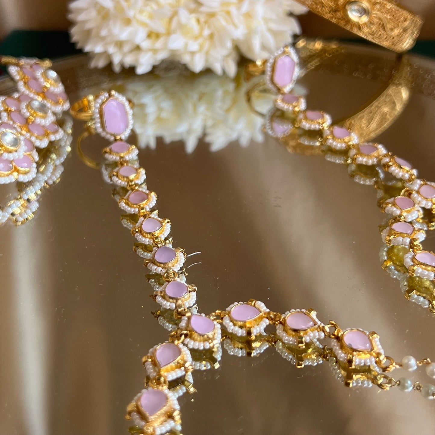 Pink Real Kundan Hand Harness - Single/ Fashion Jewellery/ Gift for Women/Indian/Pakistani style /Haathphool/Hand Accessory