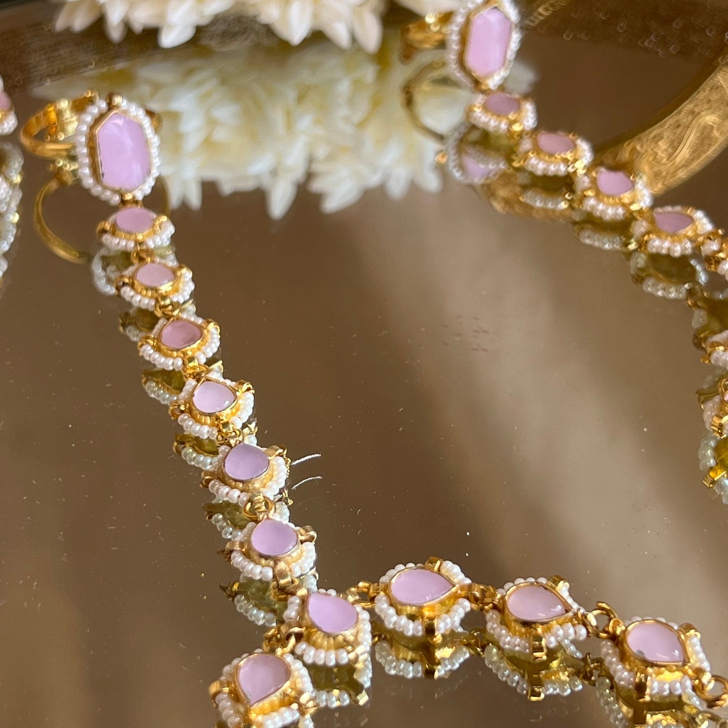 Pink Real Kundan Hand Harness - Single/ Fashion Jewellery/ Gift for Women/Indian/Pakistani style /Haathphool/Hand Accessory