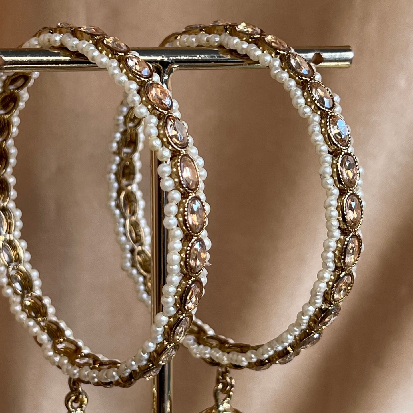 Antique Gold Jhumka Bangles - Champagne Jhumkis/Indian/ Pakistani/Jewelley/ Fashion Bracelet