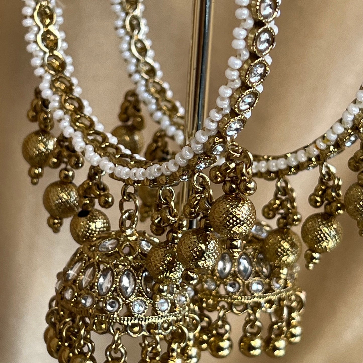 Faux Kundan Gold Ball Jhumka Bangle Pair/Indian/ Pakistani/Jewelley/ Fashion Bracelet