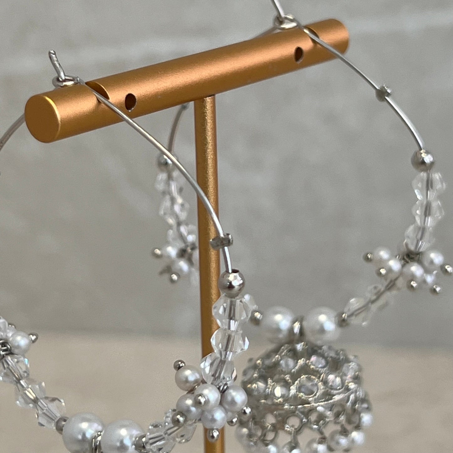 Silver Crystal Pearl Jhumka Indian Hoop Earring/Indian Earrings/Pakistani Fashion/Indian Jewellery/Silver Jewellery/Gifts for Women