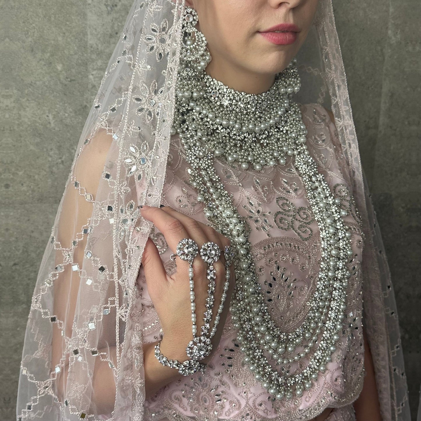 Silver Full Bridal Set Indian/ Pakistani Style/Necklace/ Choker/ Earring/ Tikka/ Mathapatti/Mala/Jhumar