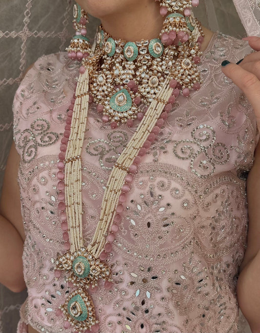 Faux Kundan Pastel Full Bridal Set/ Indian/ Pakistani Style/Necklace/ Choker/ Earring/ Tikka/ Mathapatti/Mala/Jhumar