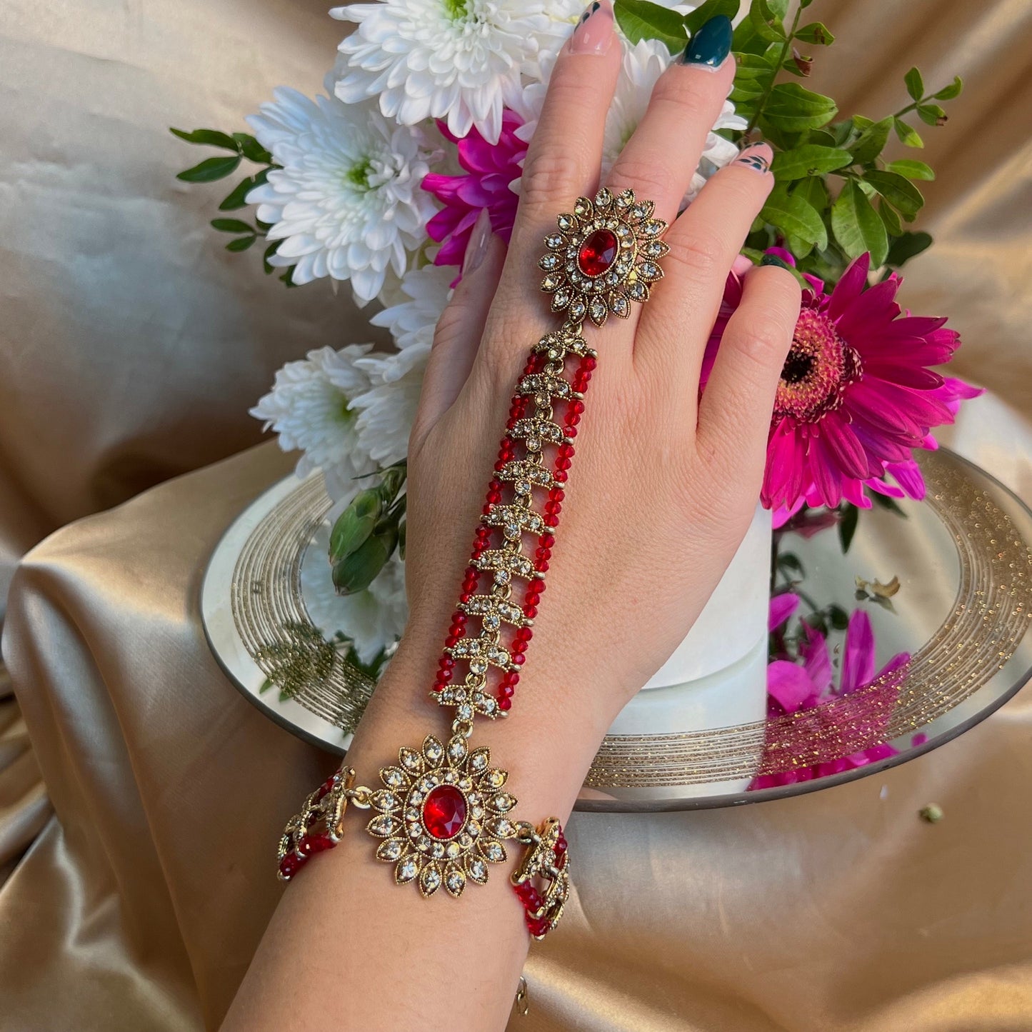 Maroon Hand Harness/ Fashion Jewellery/ Gift for Women/Indian/Pakistani style /Haathphool/Hand Accessory