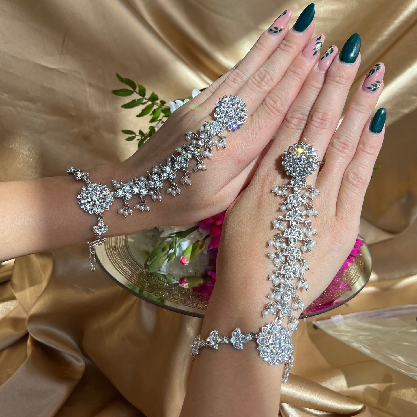 Silver Hand Harness/ Fashion Jewellery/ Gift for Women/Indian/Pakistani style /Haathphool/Hand Accessory
