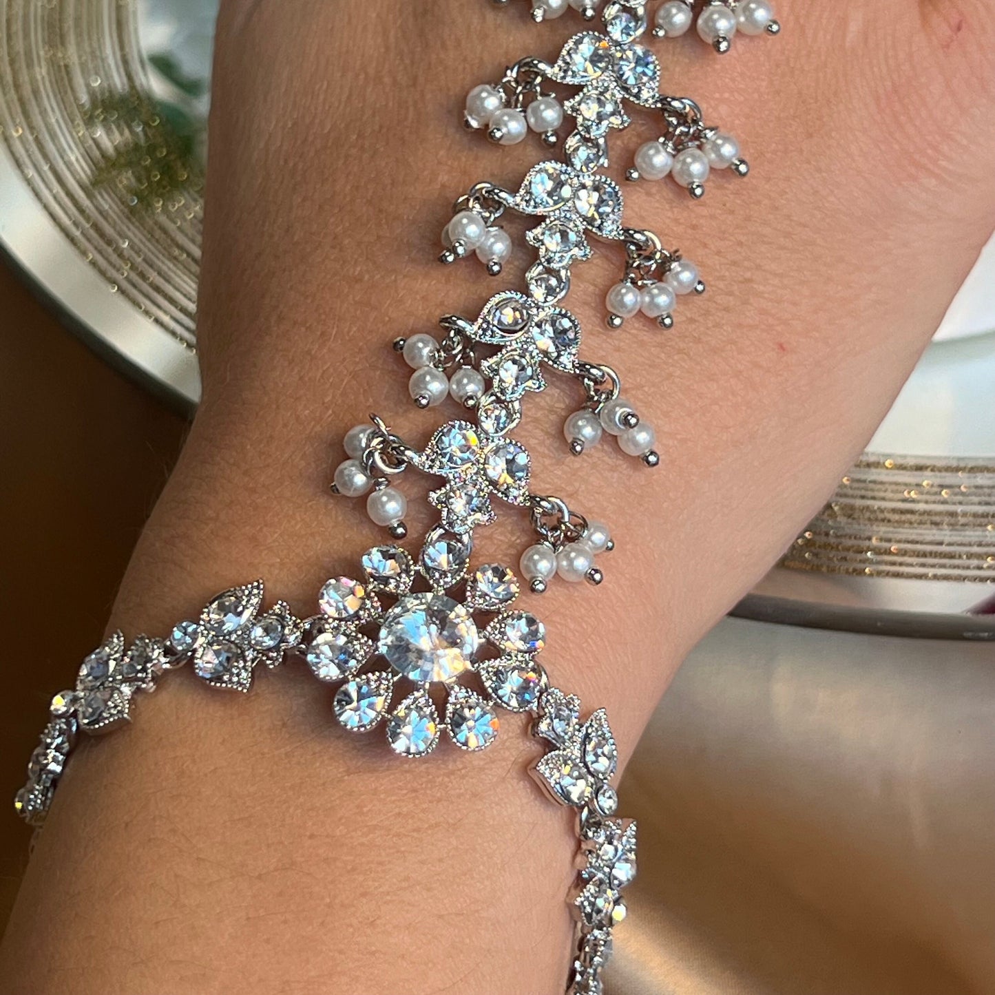 Silver Hand Harness/ Fashion Jewellery/ Gift for Women/Indian/Pakistani style /Haathphool/Hand Accessory