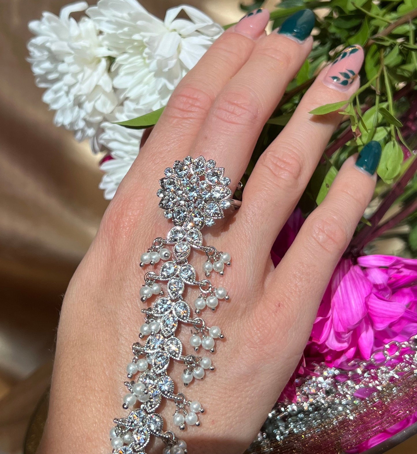 Silver Hand Harness/ Fashion Jewellery/ Gift for Women/Indian/Pakistani style /Haathphool/Hand Accessory