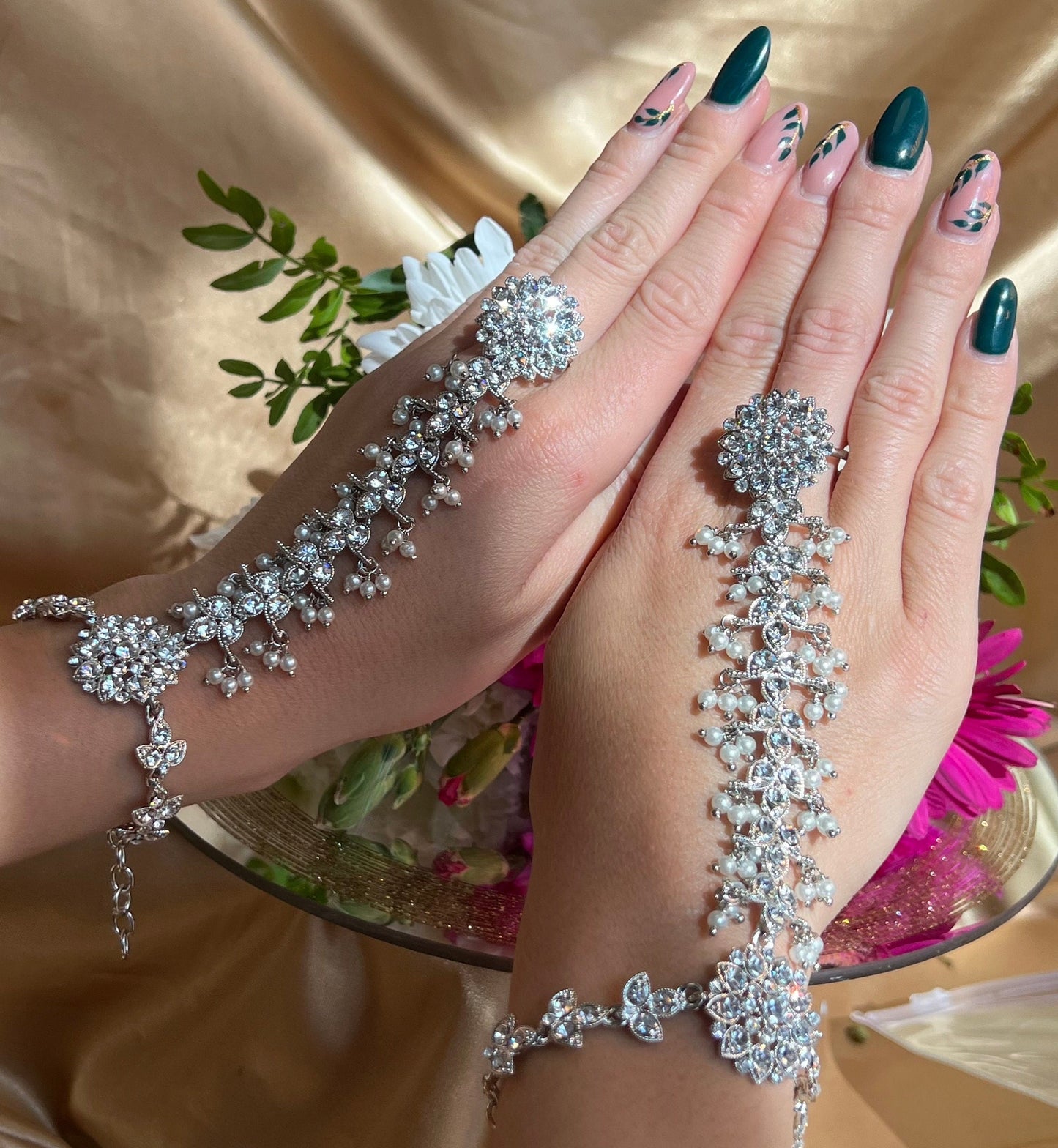 Silver Hand Harness/ Fashion Jewellery/ Gift for Women/Indian/Pakistani style /Haathphool/Hand Accessory