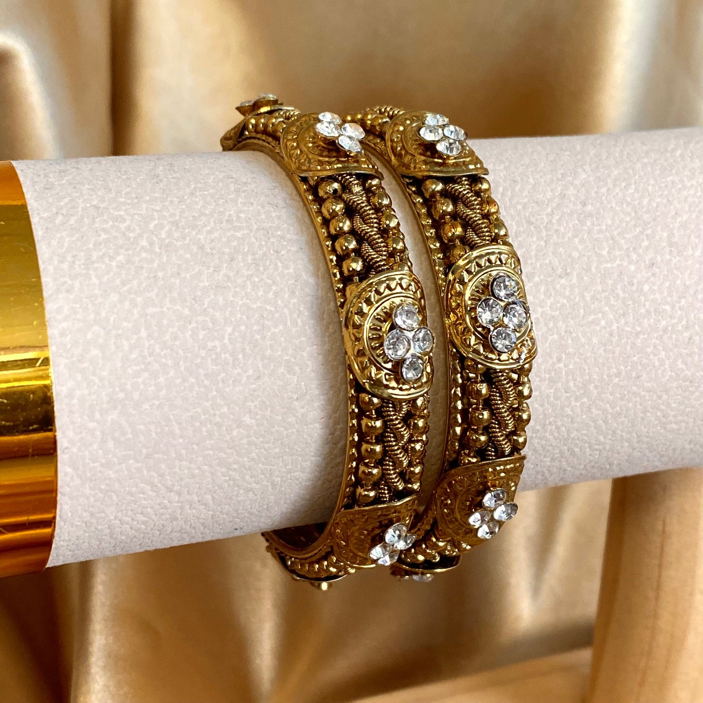 2.2 Gold Single Bangle/ Statement Piece Set of 2/Indian/ Pakistani/Jewelley/ Fashion Bracelet