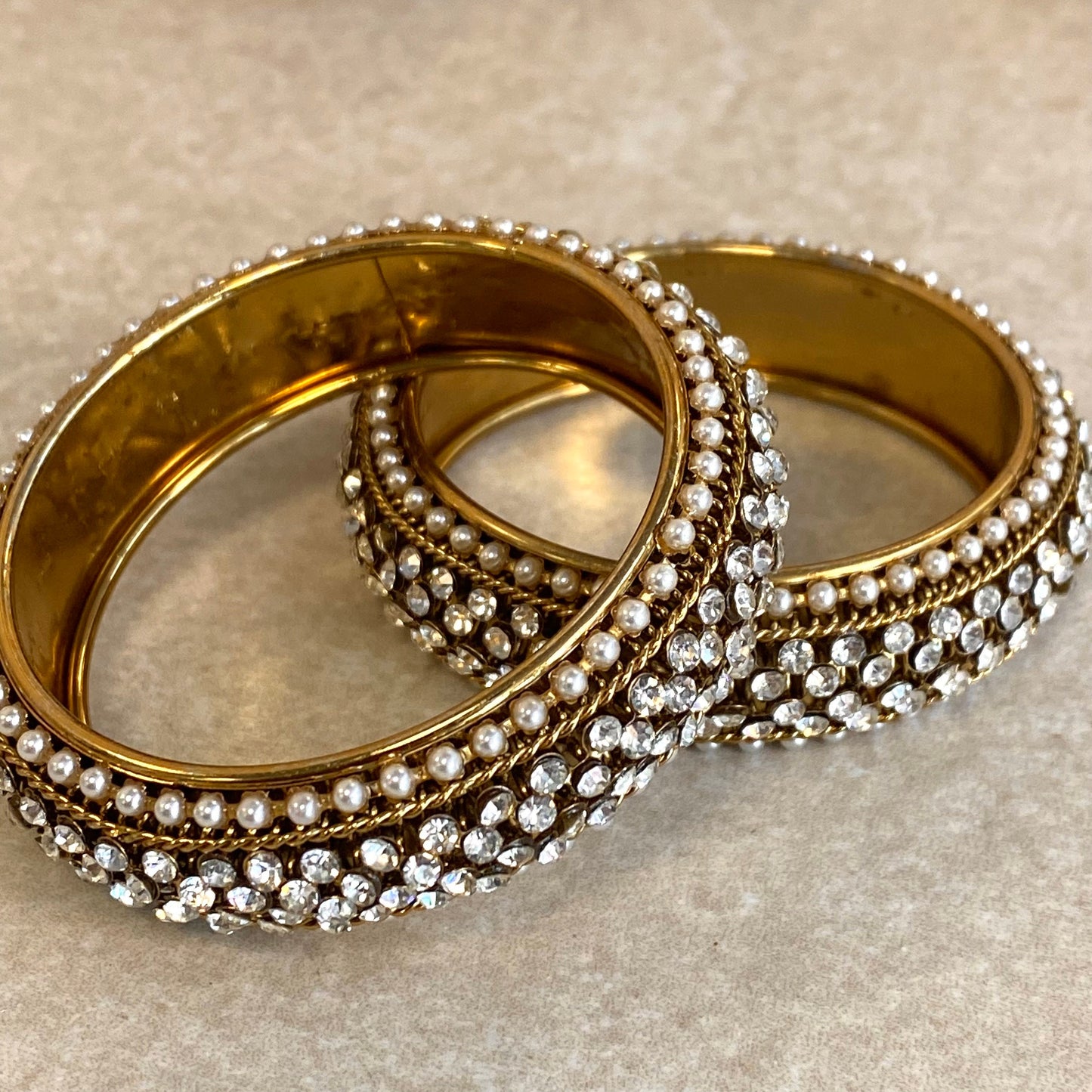 2.2 Gold and Silver Single Bangle/ Statement Piece Set of 2/Indian/ Pakistani/Jewelley/ Fashion Bracelet/ Clear