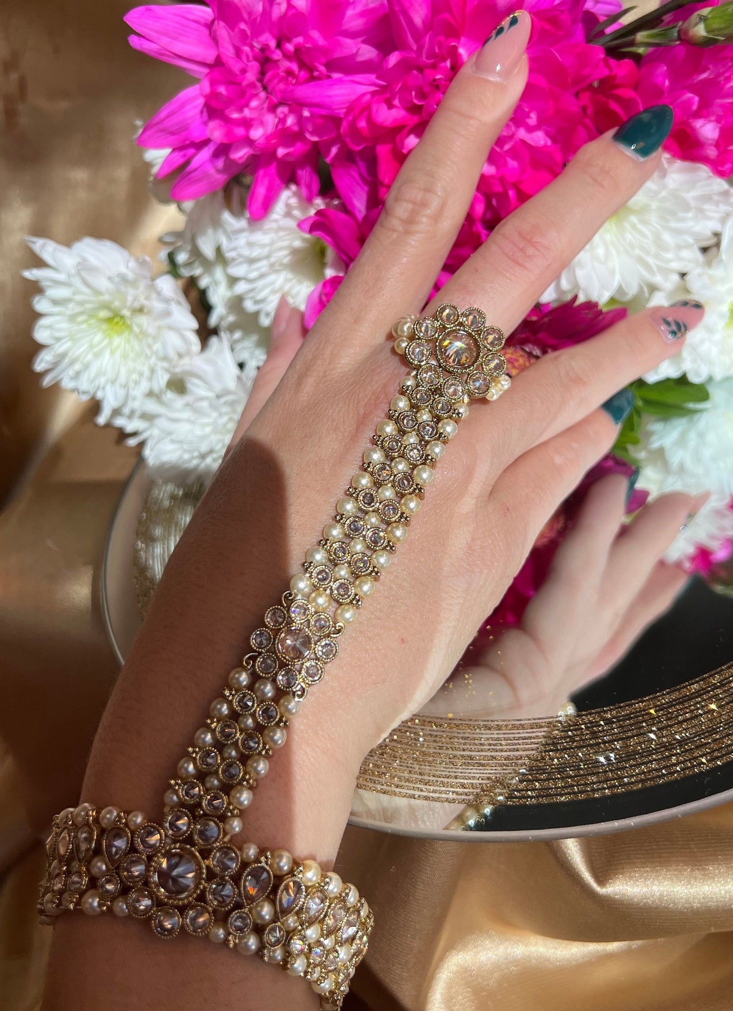 Champagne Hand Harness/ Fashion Jewellery/ Gift for Women/Indian/Pakistani style /Haathphool/Hand Accessory