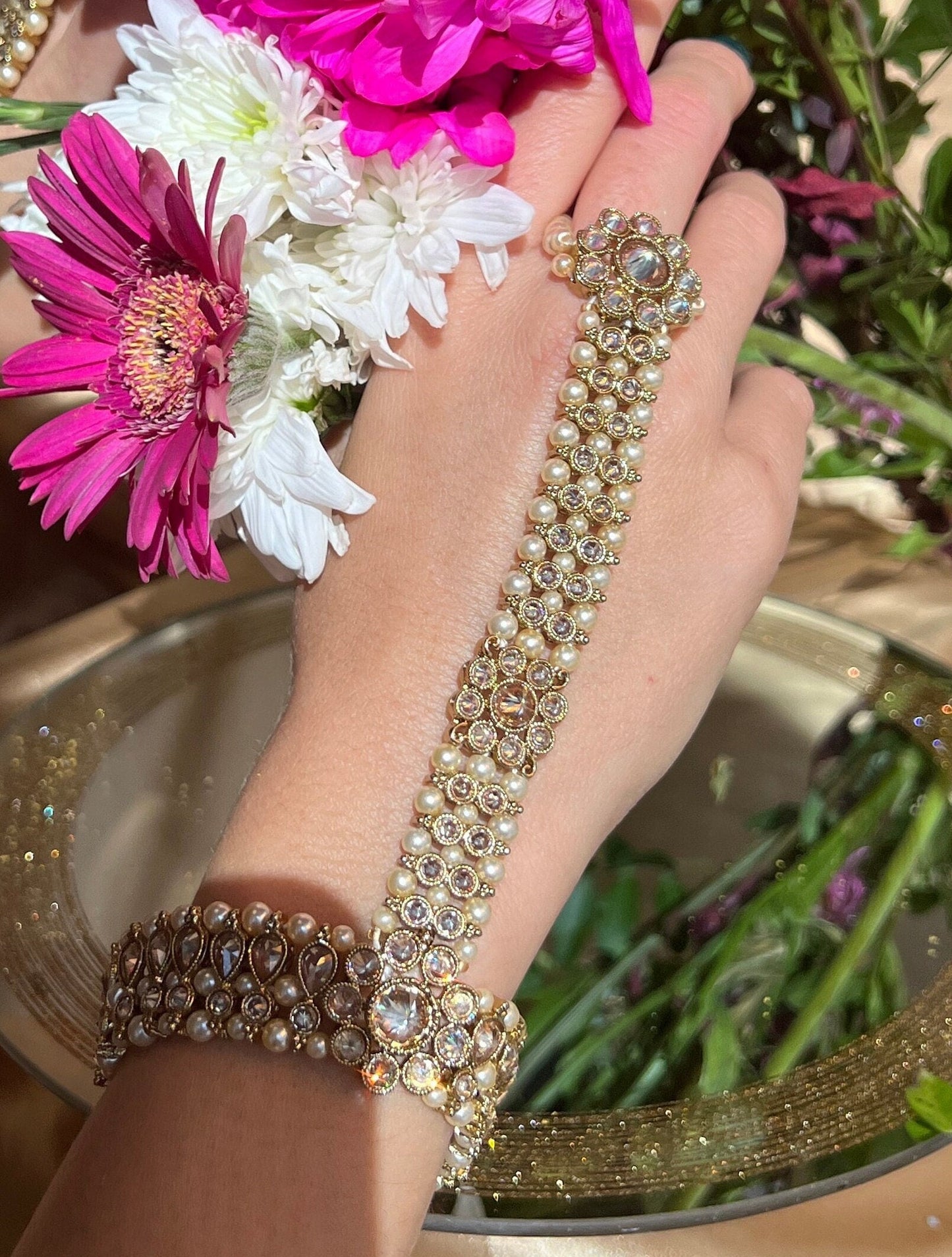 Champagne Hand Harness/ Fashion Jewellery/ Gift for Women/Indian/Pakistani style /Haathphool/Hand Accessory