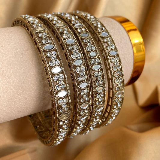 Light Gold Mirror Bangle X 4/Indian/ Pakistani/Jewelley/ Fashion Bracelet (Slighty Imperfect)