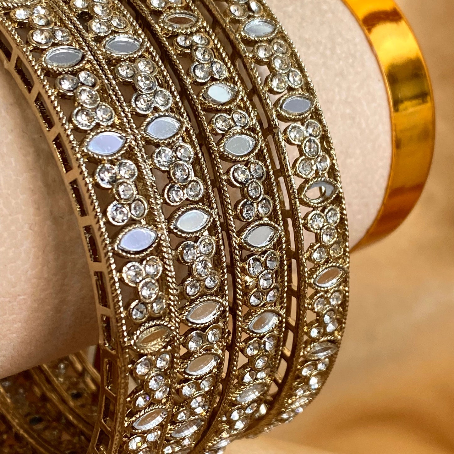 Light Gold Mirror Bangle X 4/Indian/ Pakistani/Jewelley/ Fashion Bracelet (Slighty Imperfect)